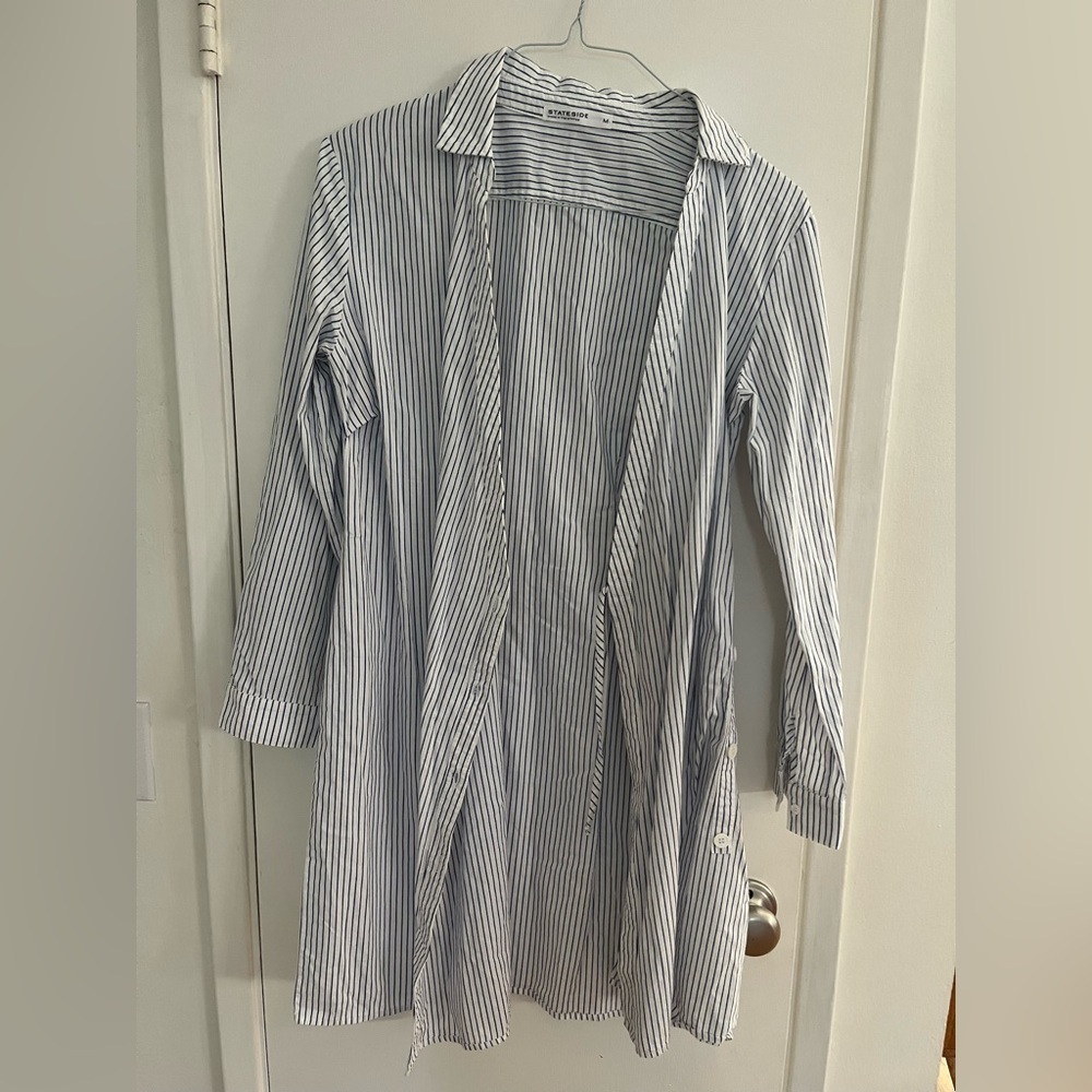 Stateside White Dress with Navy Stripes